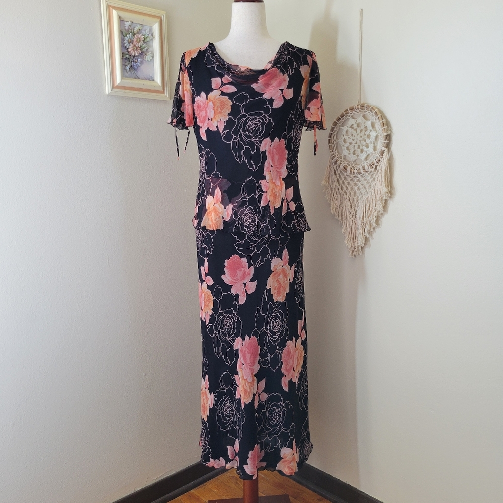 Spenser Jeremy | 100% Silk Floral Layered Maxi Dress